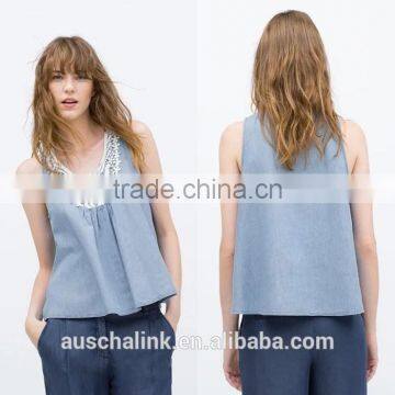 New Style Summer Denim Sleeveless Crochet Top Pattern Wholesale photo-5
