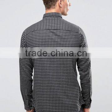 High Quality Custom New Design Long Sleeve Mens 100% Cotton Soft Flannel Slim Fit Casual Check Print Dress Shirts photo-2