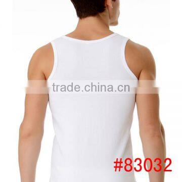 OEM Fashion Design Plain White Man Vest Tops for Sale Sexy Cotton Vest photo-2