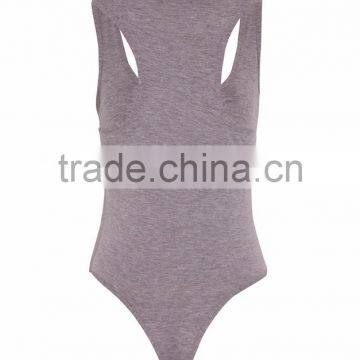Chinese Factory Sexy Women Plain Tight Body Shaper Basic Grey Racer Back Bodysuit photo-5