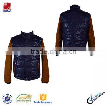 High Quality Men's PU leather jacket With Cotton Sleeve