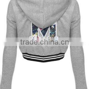 Plus Size Crop Top Letter Print Long Sleeve Zip Up Sweatshirt Sports Hoodie For Women photo-2