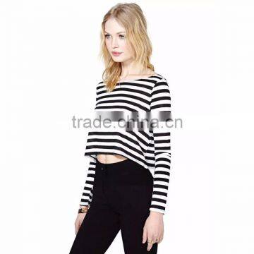 Wholesale 100% Cotton Short Striped Women T-shirt for Summer photo-3