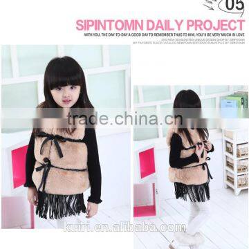 2015 Winter New Waistcoat European and American Girls Fur Vest Plus Thick Fringed/tassel Vest Faux Fur Vest Children's Jacket photo-5