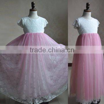 Baby Girls Pink Tulle Dress Floral Girls Long Dress photo-4