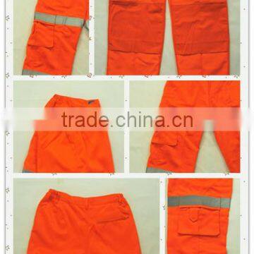 OEM orange 100% Cotton hi vis safety engineer welder cargo work pants for men