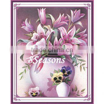 Handmade Pink Flower Pattern Embroidery Diamond Painting DIY Kit Cross Stitch For Living Room