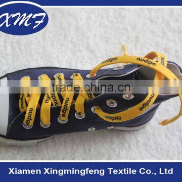 Wholesale custom logo polyester flat shoelace with plastic tips