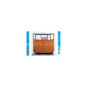 Corner Jewelry Display Case with Locking Hinged Door for Shopping Mall