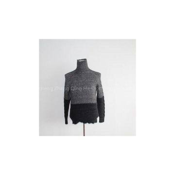 Men\'s Turtle Neck Color Block Long Sleeves Sweater