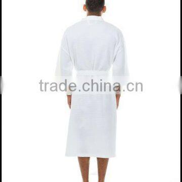 Cotton Waffle Bathrobe Satin Style Bath Gown Waffle SPA Long Down Robes photo-5