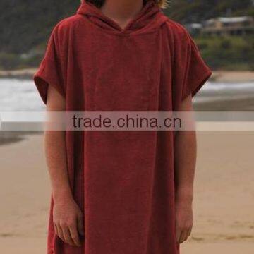 Surf Poncho Beach Towel Plain Pattern Velour Bath Robe With Hooded