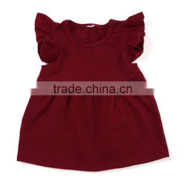 Maroon girls shirts soft cotton baby flutter sleeve T-shirt M7033001