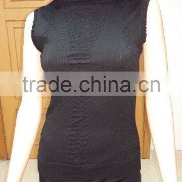 Latest Fashion High Round Neck Women Seamless Jacquard Nylon Summer Vest