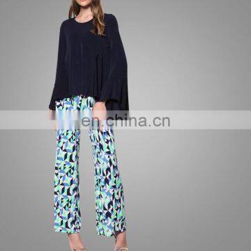 New Pants High Waisted Wide Leg Pants Islamic Women Loose Palazzo Bottom Pants Muslim Wear Women Floral Printed Trousers photo-4