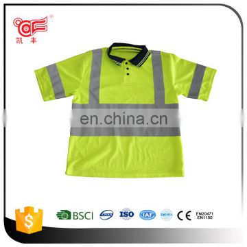 100% Cotton reflective polo t-shirt on road safety KF-139-G