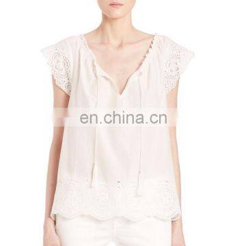 Hot sale fashion chiffon lady top designer