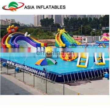 Amusement water park play giant equipment steel and liner frame swimming pool, indoor used metal frame
