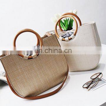 Straw Bag Leisure Crossbody Bag Ring Metal Tote Bag Wholesale photo-2