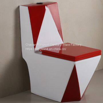 Bathroom ceramic one piece red color toilet