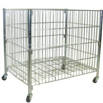 Foldable galvanized metal security wire mesh storage roll cage