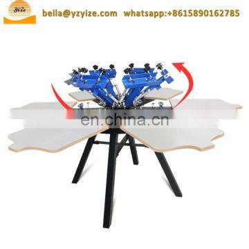 Multi 6 Color 6 Station Screen Printing Machine Prices Textile Printing Silkscreen Machine
