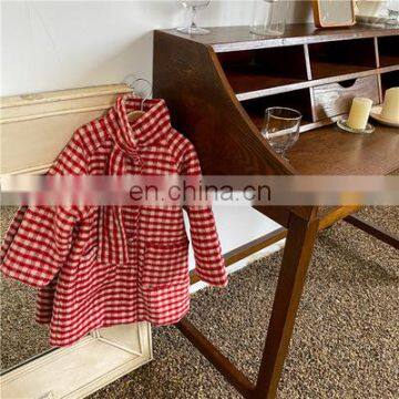 2020 autumn/winter Korean girls' woolen cloth padded jacket girls bow-knot woolen coat quilted padded