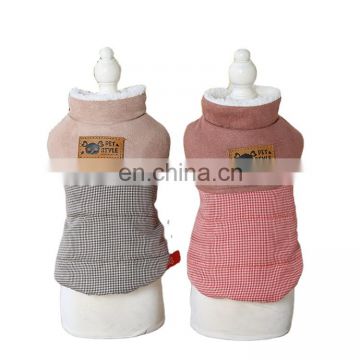 Factory price fashion small animals tartan thick warm winter dog coat