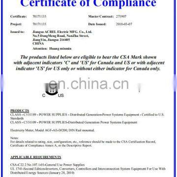 Acrel 300286.SZ Single Phase 3 Wire Power Energy Meter for Solar System off Grid With ANSI UL Approval photo-5