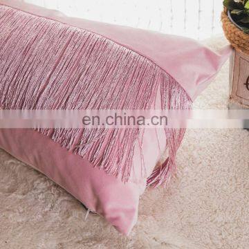 Luxury Modern 100%Polyester Velvet Pillow Cushion With Fringe Tassels for Home Deco photo-2