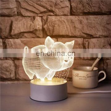 ABS Base 3D Table Desk Acrylic Lamp Night Light USB Charger For Christmas