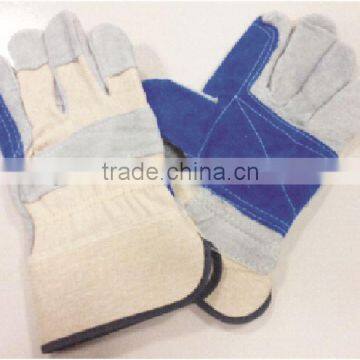 Blue double palm leather gloves for sale/good quality leather gloves