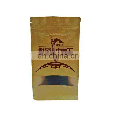 kraft paper bag brown flat bottom bag with zip lock and window for tea