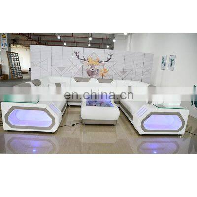 modern italian style leather sofas living room sectional couch home furniture leather sofa set with led light