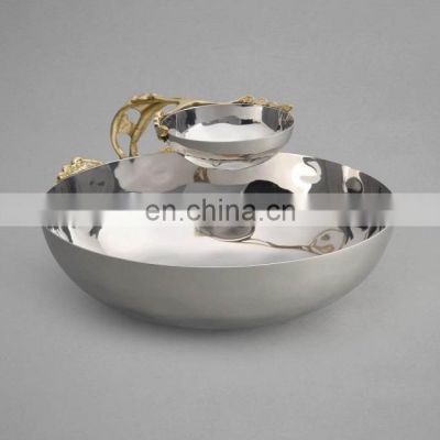 stainless steel chip and dip bowl