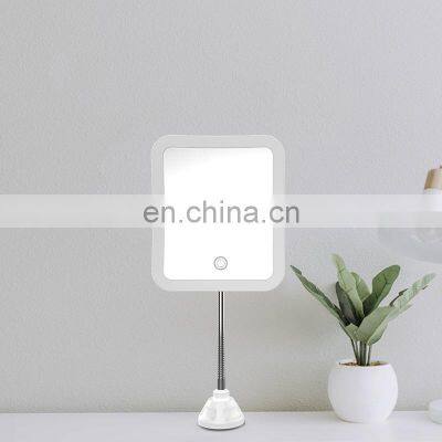 2021 Wall Mounted Square LED Mirror 360 Rotating Smart Makeup Mirror LED Cosmetic Mirror With Sucker