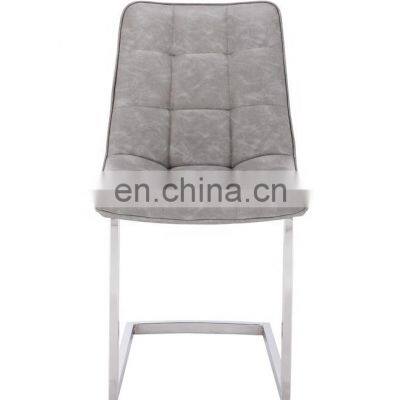 Popular Leather Dining Chair Square Seat With Sliver Leg photo-3