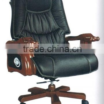 Oupusen black wooden PU office executive chair