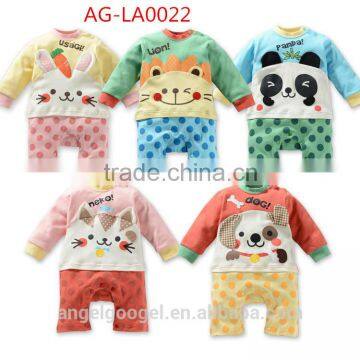 wholesale fairy cartoon toddlers baby romper climbing clothes print animal bear dogs lions rabbits & pandas AG-LA0021