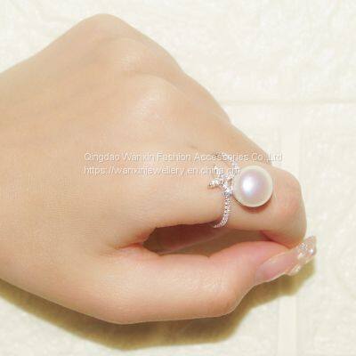 S925 Sterling Silver Ring Female Diamond Cross Star Pearl Ring photo-4