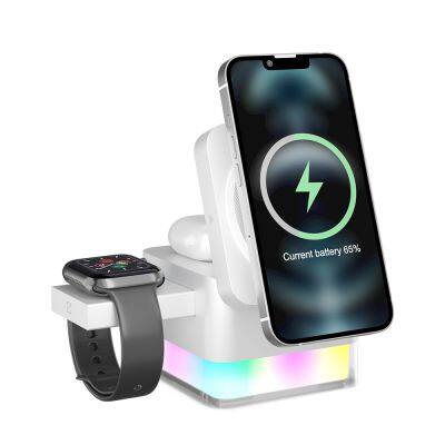 3 in 1 15W Wireless Charger Magnetic Foldable Charging Station Wireless Charger for iPhone 15 14 13 12 11 Pro Max AirPods Iwatch