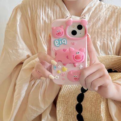 Cute Cartoon Spring Pig Head Soft Shockproof Silicone Back Cover Pink Phone Case For Iphone 13 14 15promax 15pro photo-3