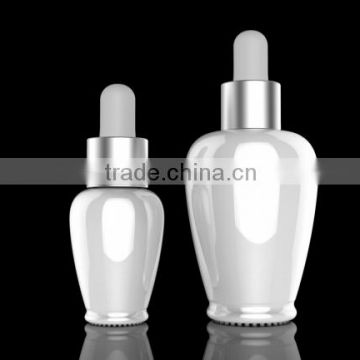 10ml 30ml painting white glass bottle with matte silver dropper