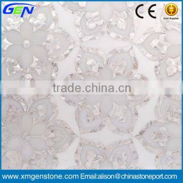 Hot New Design Factory Supply Marble With Pearl Glass Waterjet T Stone Marble Medallion                        
                                                Quality Choice