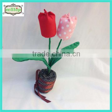 High quality cotton 18cm 2heads bamboo coal tulip indoor bonsai