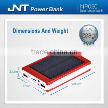 Fashionable dual USB ports 10000mah solar power bank with CE,ROHS ,FCC