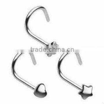 100% Nickel-Free 316L Surgical Steel 3D Nose Screws