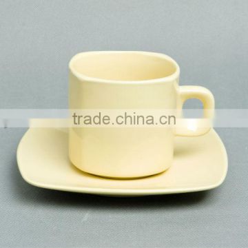 LJ-4138, LIJIN yellow ceramic mug , stoneware mug and the saucer set