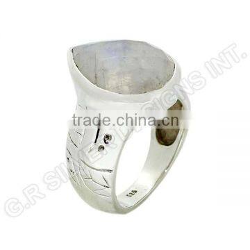 Rainbow Moonstone Gemstone Jewelry,925 Sterling Silver Women Rings Jewelry photo-5