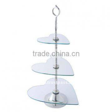 3-tier glass heart shape cake stand/wedding glass cake stand/Antique 3-tier cake stand